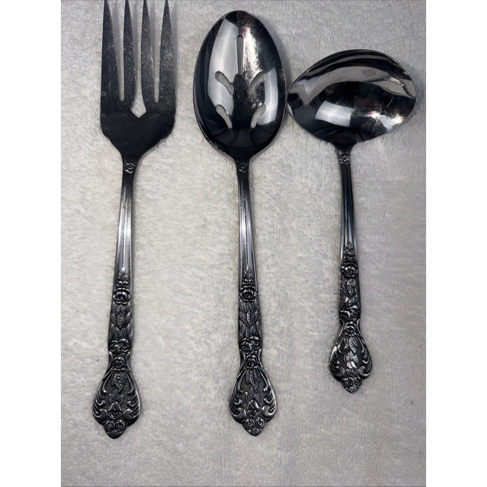 Versailles By MSI Japan Stainless 3 Pc Serving Gravy Ladle Fork & Slotted Spoon